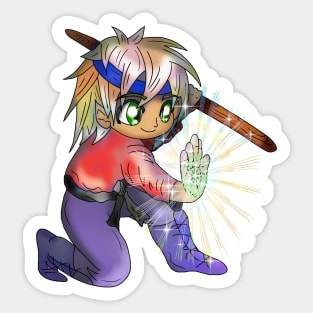 elf fighter with a staff Sticker